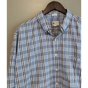 J. Crew Mens XL Blue Plaid Shirt Tailored Fit Long Sleeve Button Down Cotton L